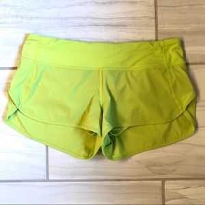 Lululemon chartreuse Speed Shorts